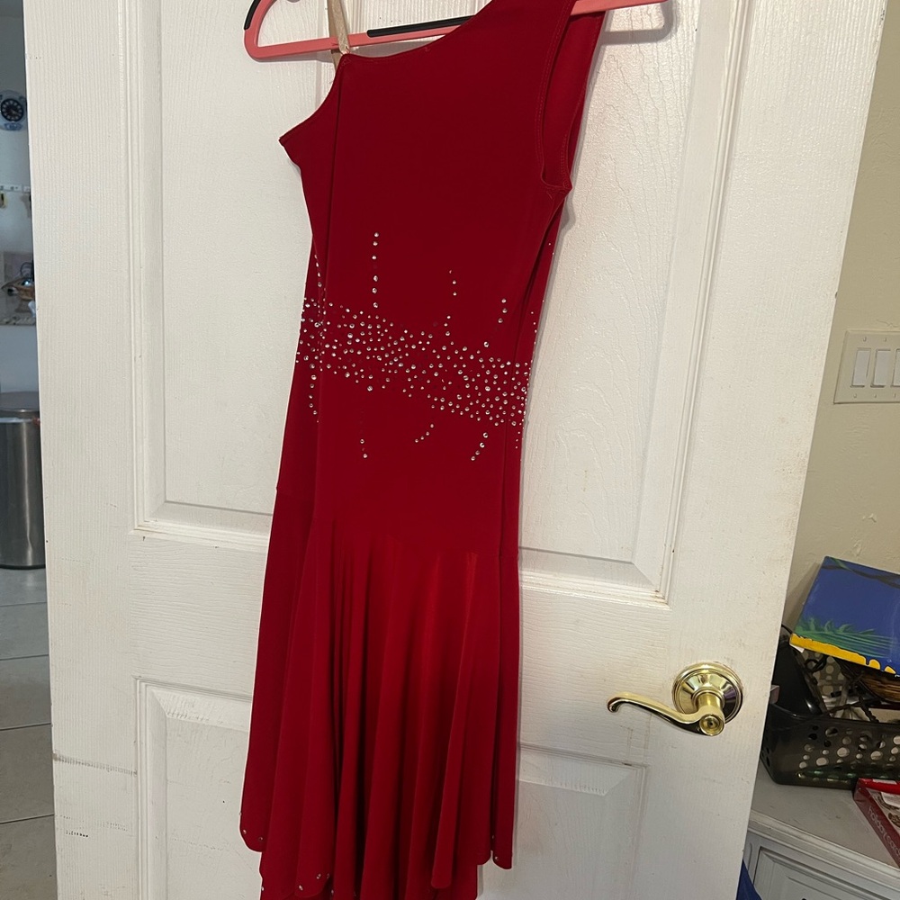 Red Rhinestone Dance Dress - Picture 3 of 3